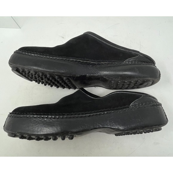 COLE HAAN Country Womens 9 Clog Shoes Black Suede Leather Knobby Outsole - Picture 6 of 10